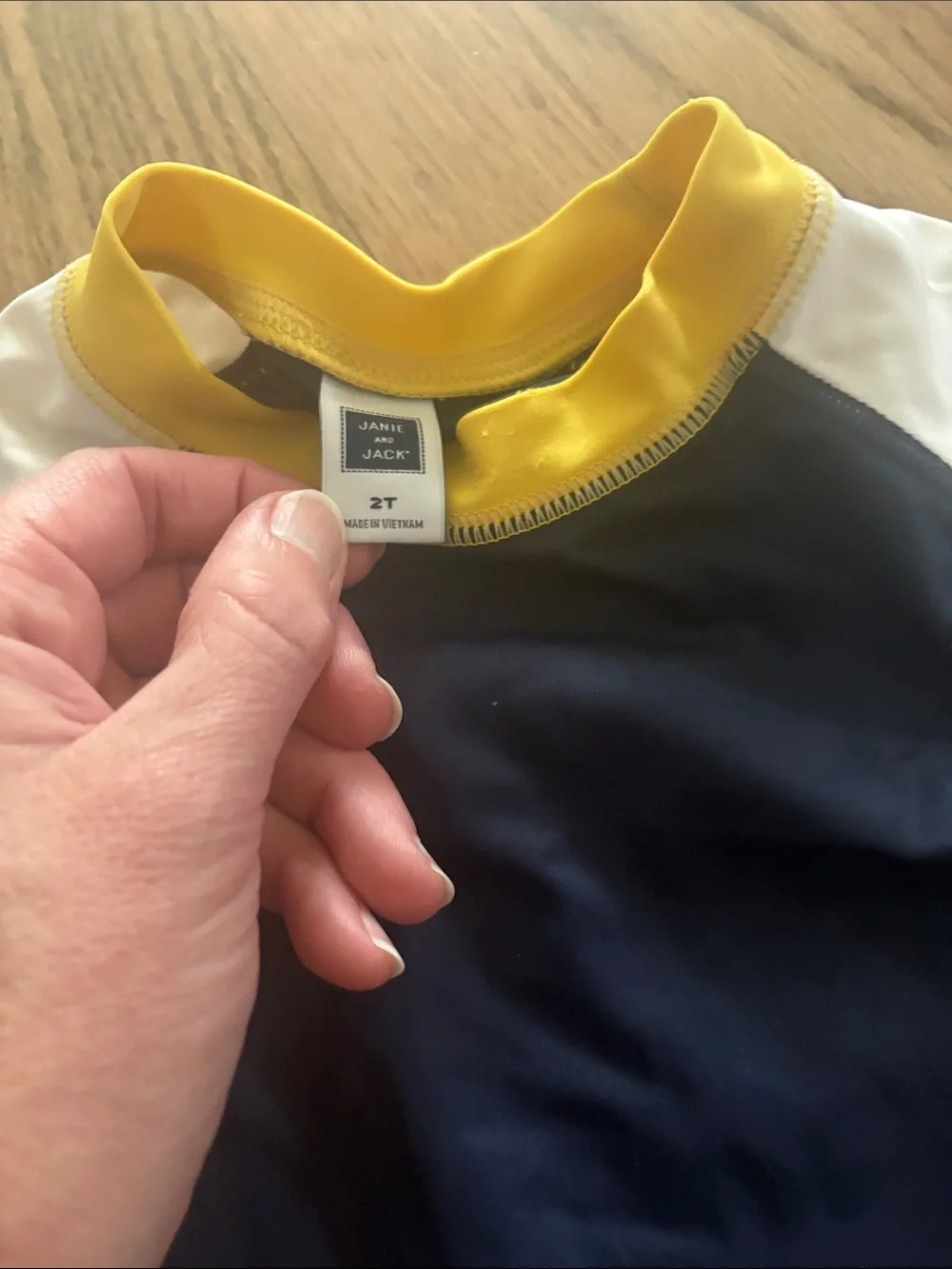 Navy & Yellow Long Sleeve Rash Guard. 2t. Janie and Jack